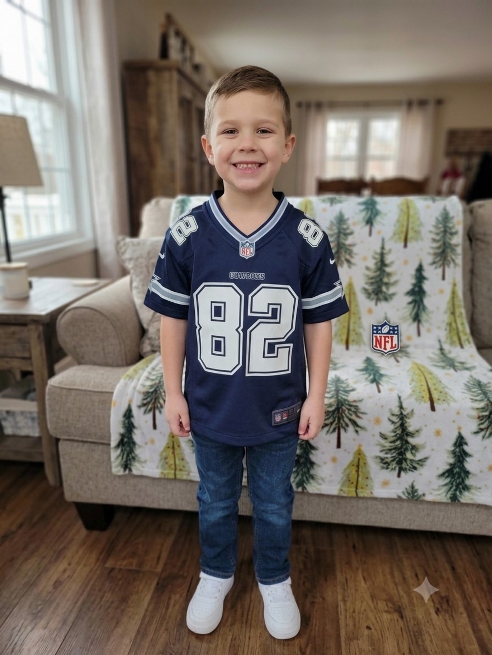 For Kid's Size L Dallas Cowboys Kids Navy #82 Football Jersey